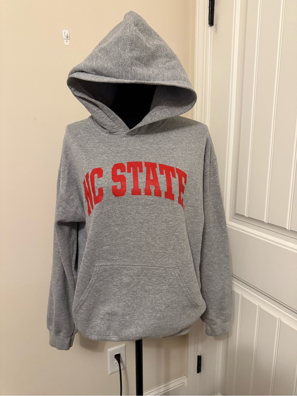 NC State Gray Hoodie Sweatshirt with Red Logo